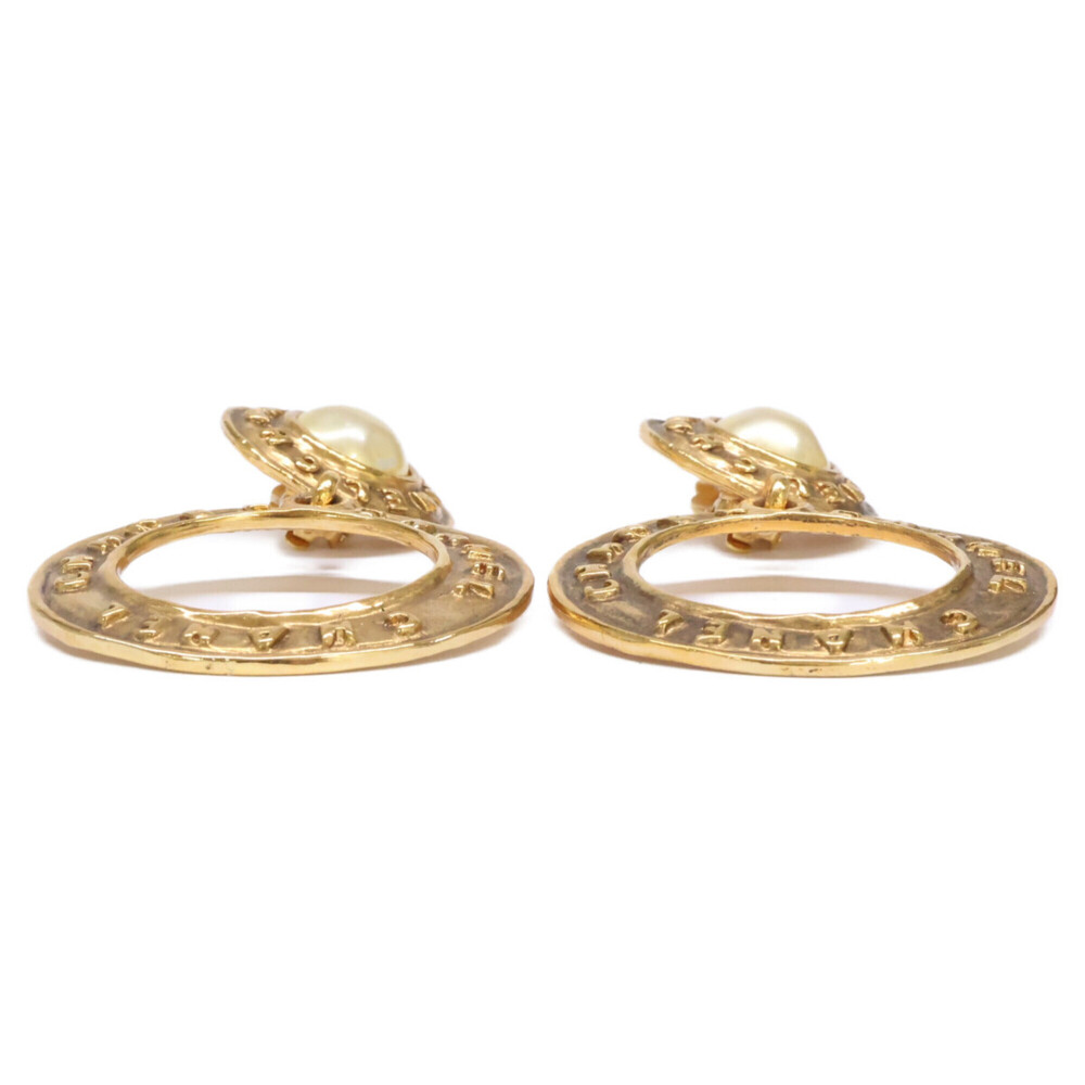 CHANEL Vintage 26, 1991, Castellane Era, Faux Pearl Circle Earrings, Gold, Wo... - Picture 3 of 9